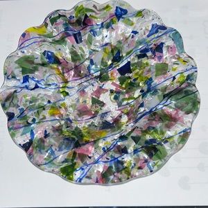 HAND BLOWN GLASS CONFETTI DISH RUFFLED SCALLOPED DESIGN